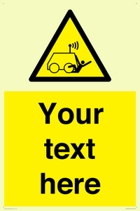 Custom warning run over by operator controlled machine